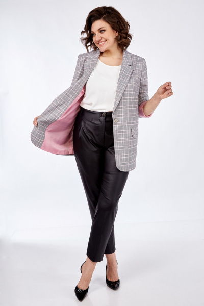 Розовый жакет прямого силуэта на пуговицах Matini 4.1582/1 серо-розовый - фото 3