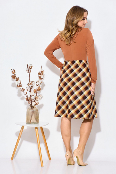 Клетчатая юбка полуклеш на подкладке, без пояса Fortuna ШЖ 574 - фото 3