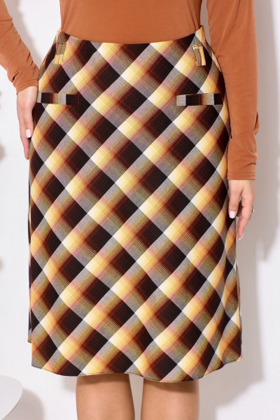 Клетчатая юбка полуклеш на подкладке, без пояса Fortuna ШЖ 574 - фото 2