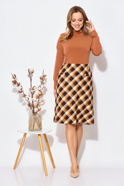Клетчатая юбка полуклеш на подкладке, без пояса Fortuna ШЖ 574 - фото 1