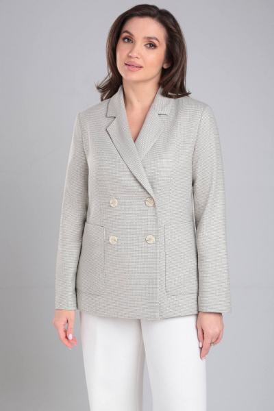 Полуприлегающий бежевый жакет на пуговицах LeNata 11347 бежевая-лапка - фото 1