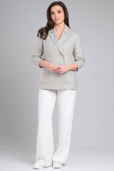 Полуприлегающий бежевый жакет на пуговицах LeNata 11347 бежевая-лапка - фото 5