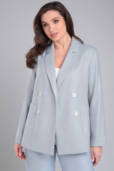 Голубой жакет с накладными карманами и декоративными пуговицами LeNata 11347 голубая-лапка - фото 2