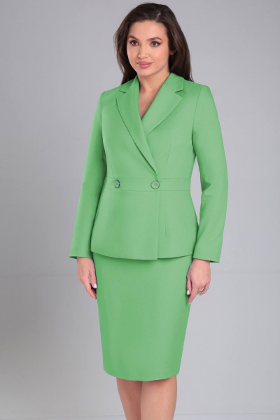Комплект из зеленого жакета и юбки из текстиля LeNata 20397 салатовый - фото 2