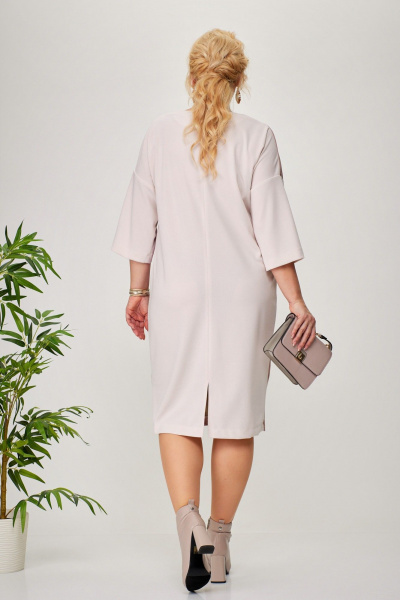 Платье прямое за колено из экокожи с разрезом Anastasia 1022.1 пыльная_роза - фото 5