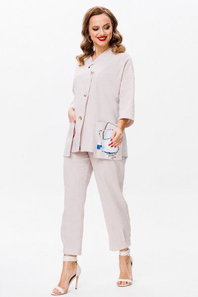 Брюки, жакет Anastasia 1086 пудровый - фото 2