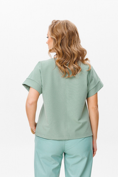 комплект топ и брюки из Эко-кожи и трикотажа Anastasia 1090 мята - фото 13