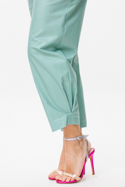 комплект топ и брюки из Эко-кожи и трикотажа Anastasia 1090 мята - фото 9