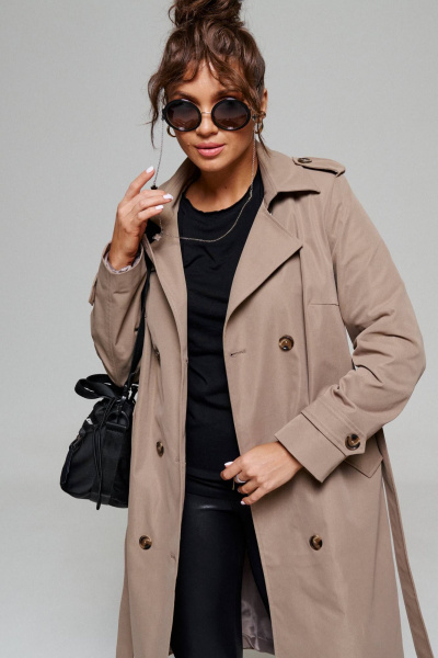 Тренч Beautiful&Free 6171 серо-бежевый - фото 5