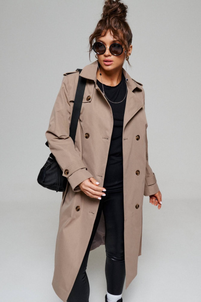Тренч Beautiful&Free 6171 серо-бежевый - фото 3