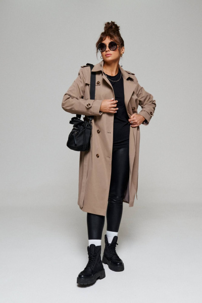 Тренч Beautiful&Free 6171 серо-бежевый - фото 4