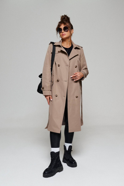 Тренч Beautiful&Free 6171 серо-бежевый - фото 2