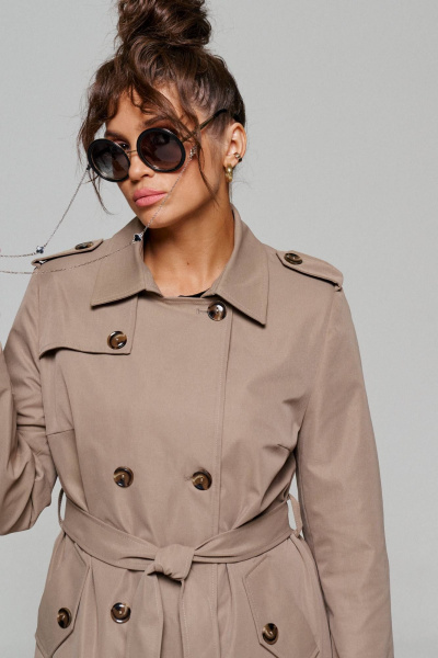 Тренч Beautiful&Free 6171 серо-бежевый - фото 8