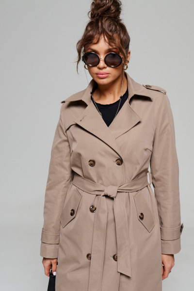 Тренч Beautiful&Free 6171 серо-бежевый - фото 6