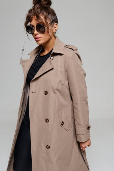 Тренч Beautiful&Free 6171 серо-бежевый - фото 7