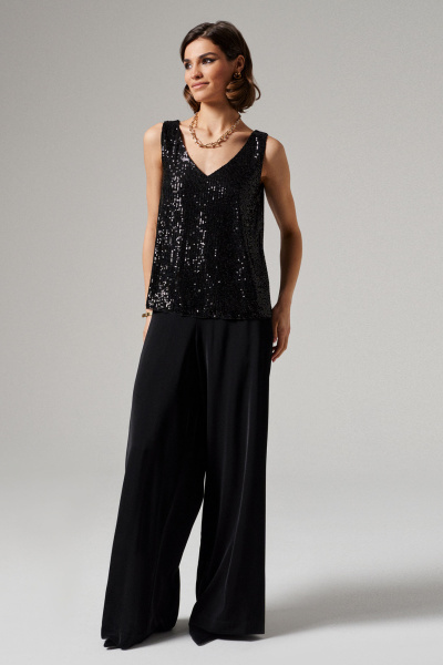 Блузка из пайеток с V-горловиной без рукавов Панда 178640w черный - фото 2