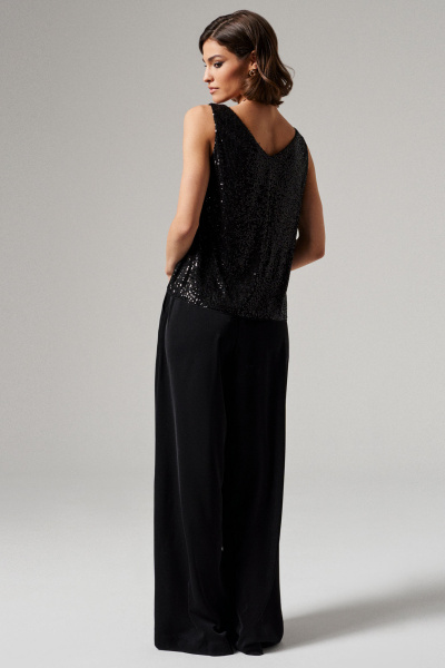 Блузка из пайеток с V-горловиной без рукавов Панда 178640w черный - фото 3