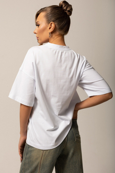 Футболка укороченная из хлопка и трикотажа Golden Valley 2328-1 белый - фото 3