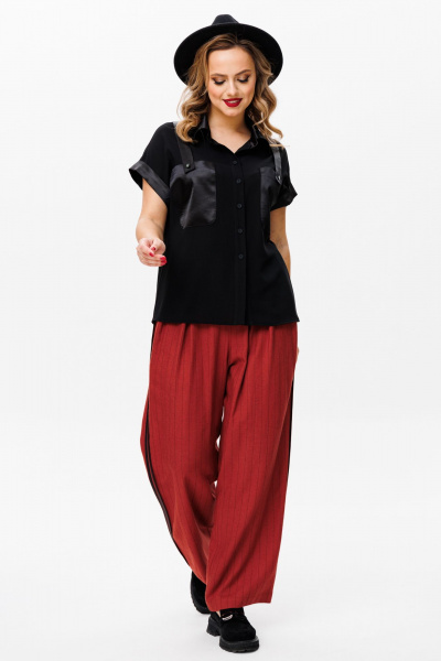 Блуза, брюки Mubliz 153 черный-терракот - фото 8