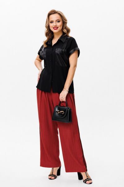 Блуза, брюки Mubliz 153 черный-терракот - фото 1