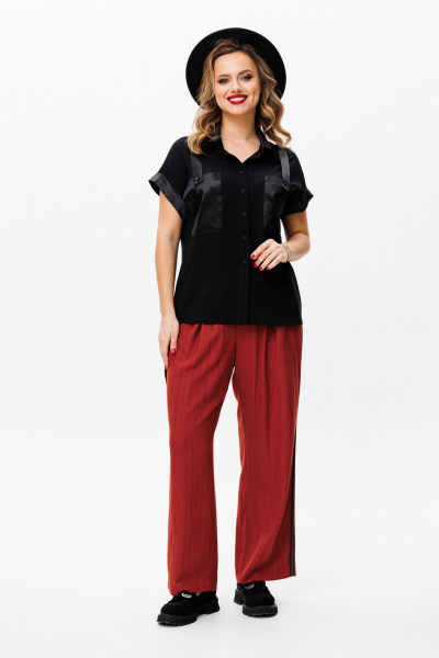 Блуза, брюки Mubliz 153 черный-терракот - фото 2