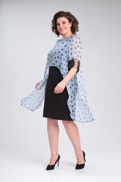 Платье Michel chic 2136 черный,голубой - фото 3