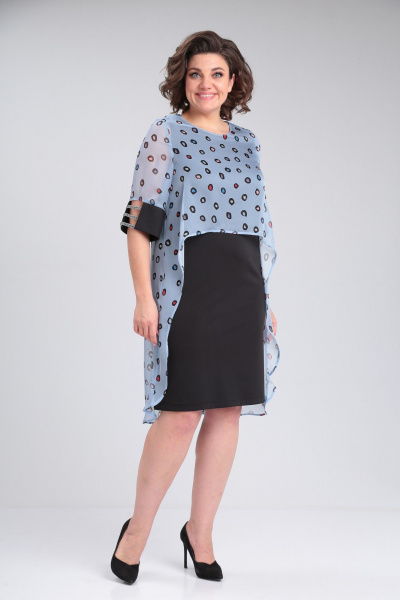 Платье Michel chic 2136 черный,голубой - фото 2