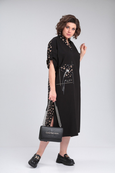 Платье Michel chic 2134/1 черный,бежевый - фото 5