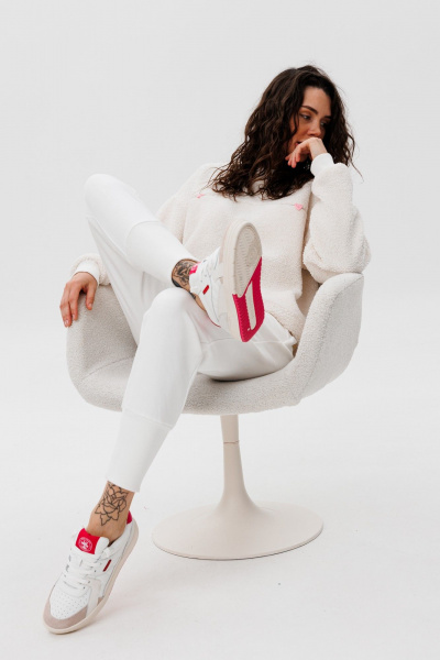 Стильный костюм из текстиля: брюки, жилет и жакет HIT 3102 белый - фото 6