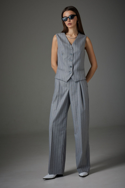 Брючный костюм: свободный пиджак, жилет и брюки, деловой стиль N.O.W. 1409 - фото 6