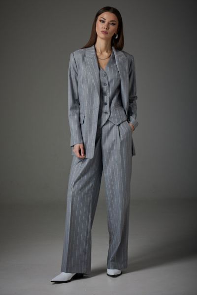 Брючный костюм: свободный пиджак, жилет и брюки, деловой стиль N.O.W. 1409 - фото 4