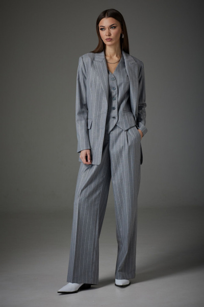 Брючный костюм: свободный пиджак, жилет и брюки, деловой стиль N.O.W. 1409 - фото 1