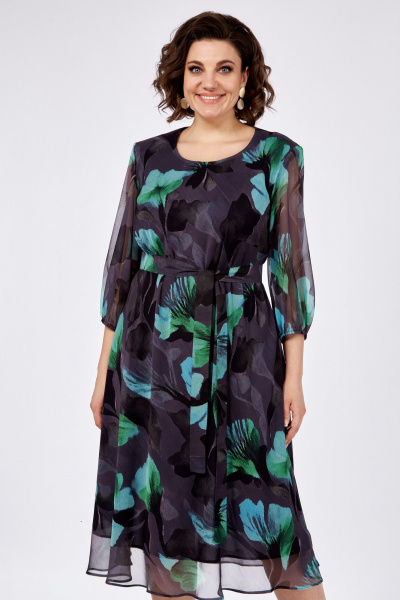 Платье Элль-стиль 2275/6 серо-синий - фото 5