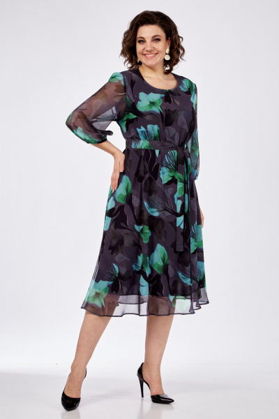 Платье Элль-стиль 2275/6 серо-синий - фото 4