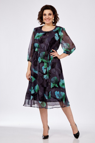 Платье Элль-стиль 2275/6 серо-синий - фото 3