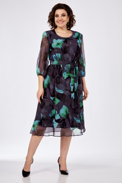 Платье Элль-стиль 2275/6 серо-синий - фото 2