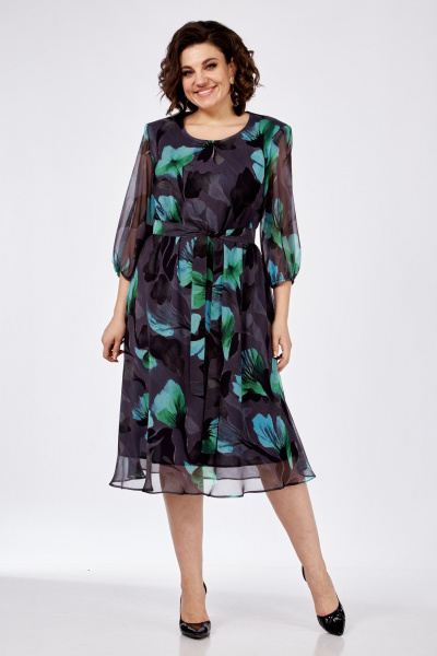 Платье Элль-стиль 2275/6 серо-синий - фото 1