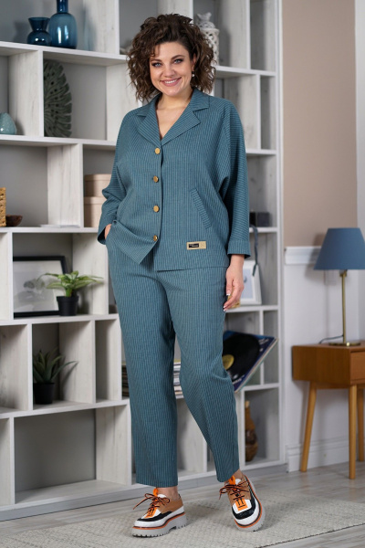 Брюки, жакет Alani Collection 2084 бирюзовый - фото 3