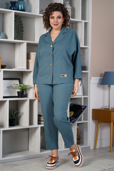 Брюки, жакет Alani Collection 2084 бирюзовый - фото 1
