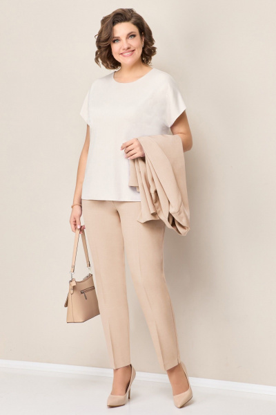 Блуза, брюки, жакет VOLNA 1334 молочно-бежевый - фото 5