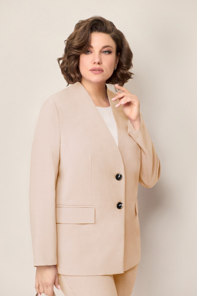 Блуза, брюки, жакет VOLNA 1334 молочно-бежевый - фото 2