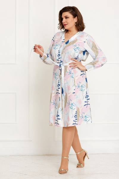 Платье на каждый день с флористическим принтом и V-образным вырезом BegiModa 1030 микс - фото 8