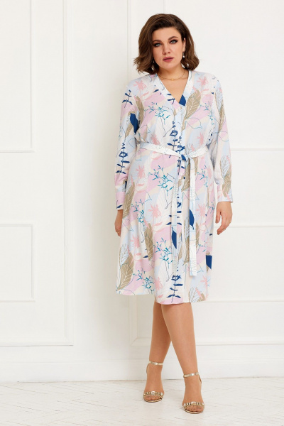 Платье на каждый день с флористическим принтом и V-образным вырезом BegiModa 1030 микс - фото 7