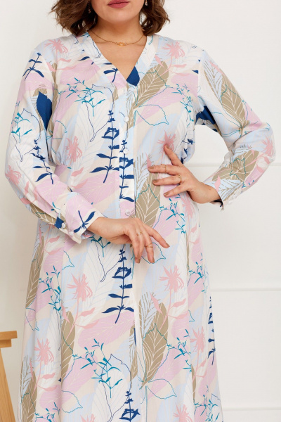 Платье на каждый день с флористическим принтом и V-образным вырезом BegiModa 1030 микс - фото 6