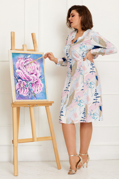 Платье на каждый день с флористическим принтом и V-образным вырезом BegiModa 1030 микс - фото 5
