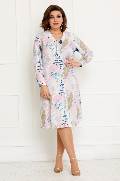 Платье на каждый день с флористическим принтом и V-образным вырезом BegiModa 1030 микс - фото 2