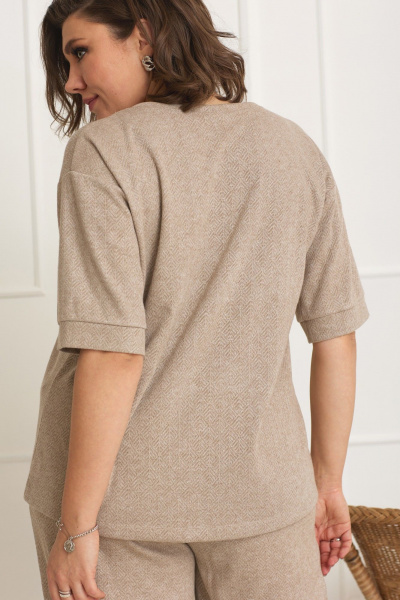 Элегантный комплект: блуза и брюки из трикотажа для ежедневного образа BegiModa 3058 песок - фото 7