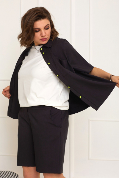 Рубашка свободного кроя с коротким рукавом и карманами BegiModa 4084 черный - фото 4
