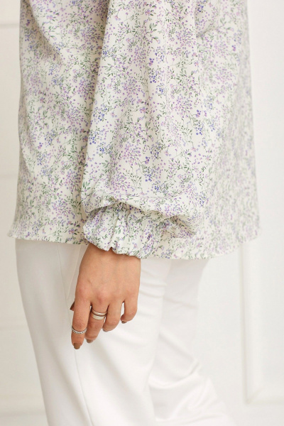 Модная блуза с цветочным принтом полуприлегающего силуэта BegiModa 4087 цветочный_принт - фото 7
