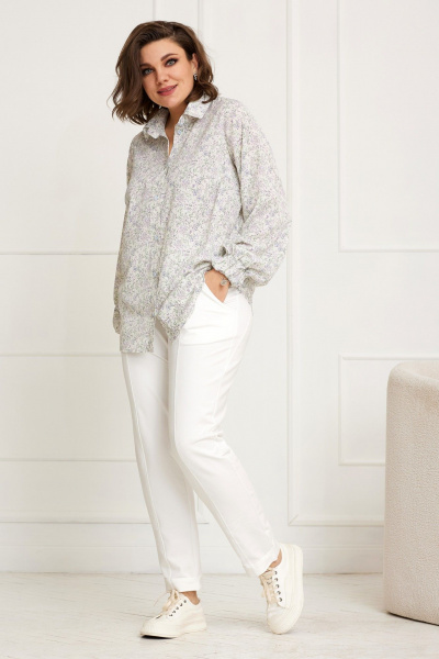 Модная блуза с цветочным принтом полуприлегающего силуэта BegiModa 4087 цветочный_принт - фото 4